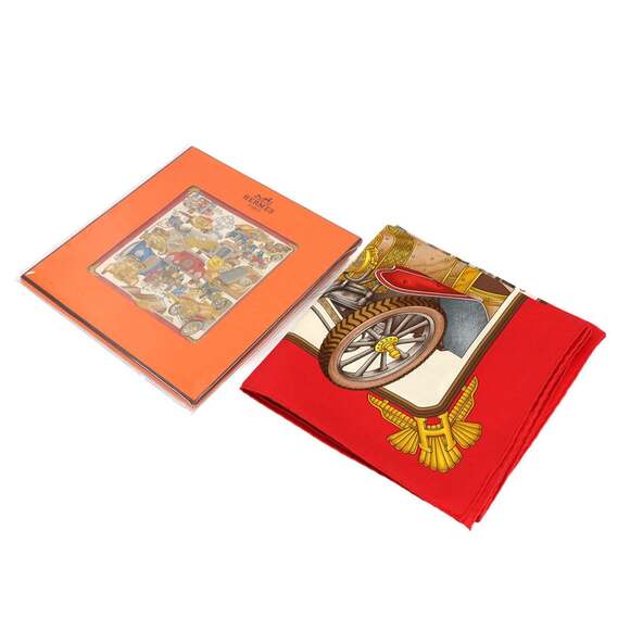 HERMES Authentic Red Silk Scarf - Picture 2 of 5